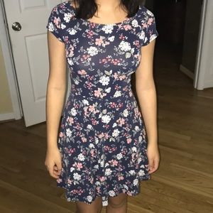 dark blue floral dress